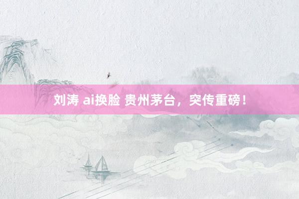 刘涛 ai换脸 贵州茅台，突传重磅！