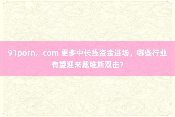 91porn。com 更多中长线资金进场，哪些行业有望迎来戴维斯双击？