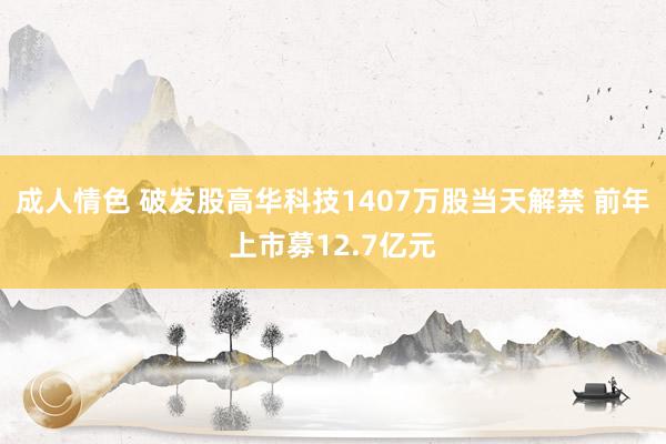 成人情色 破发股高华科技1407万股当天解禁 前年上市募12.7亿元