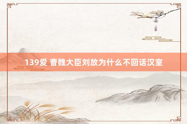 139爱 曹魏大臣刘放为什么不回话汉室