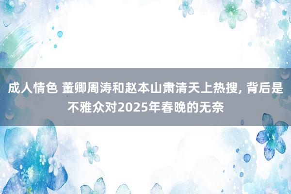 成人情色 董卿周涛和赵本山肃清天上热搜, 背后是不雅众对2025年春晚的无奈