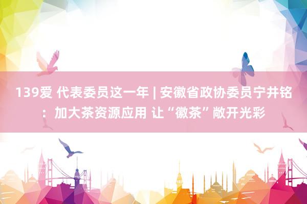 139爱 代表委员这一年 | 安徽省政协委员宁井铭：加大茶资源应用 让“徽茶”敞开光彩