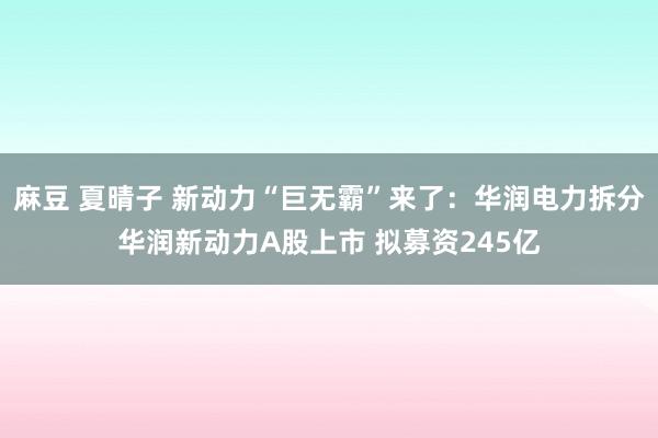 麻豆 夏晴子 新动力“巨无霸”来了：华润电力拆分华润新动力A股上市 拟募资245亿