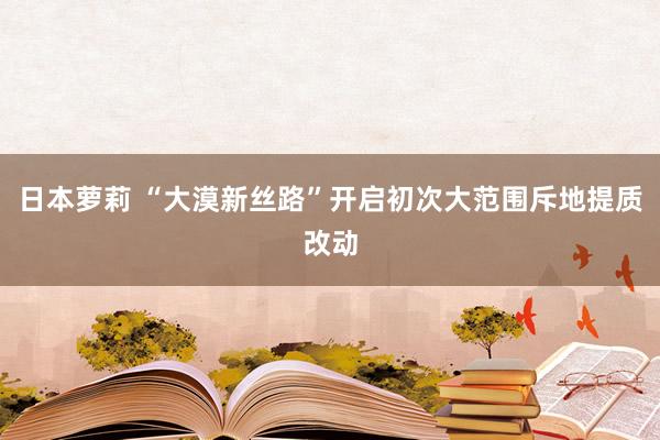日本萝莉 “大漠新丝路”开启初次大范围斥地提质改动