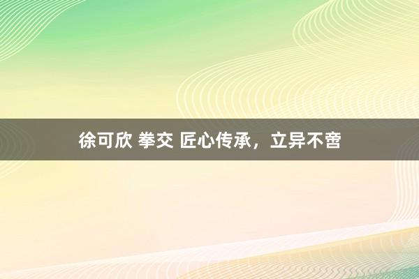 徐可欣 拳交 匠心传承，立异不啻