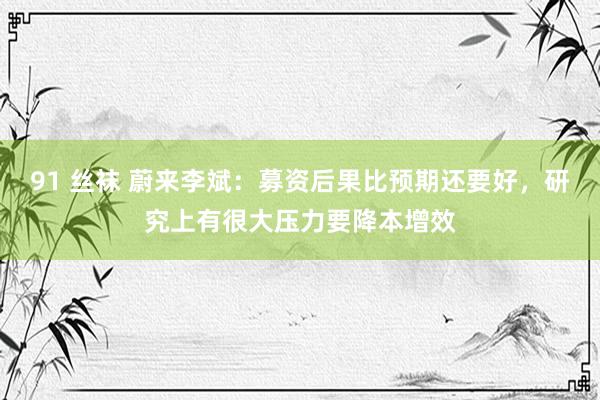 91 丝袜 蔚来李斌：募资后果比预期还要好，研究上有很大压力要降本增效