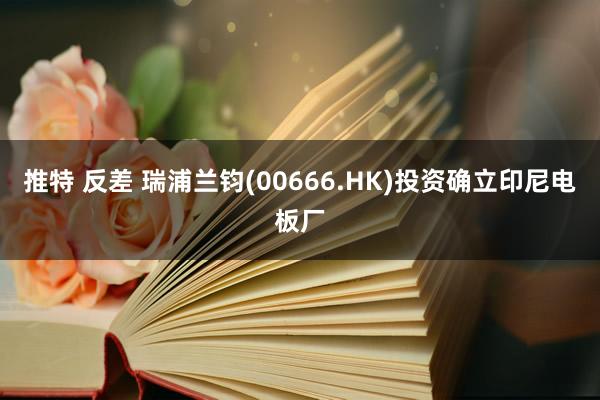 推特 反差 瑞浦兰钧(00666.HK)投资确立印尼电板厂