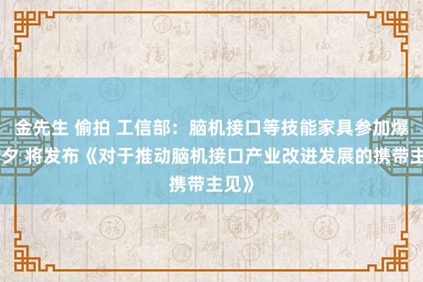 金先生 偷拍 工信部：脑机接口等技能家具参加爆发前夕 将发布《对于推动脑机接口产业改进发展的携带主见》