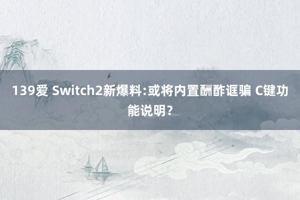 139爱 Switch2新爆料:或将内置酬酢诓骗 C键功能说明？
