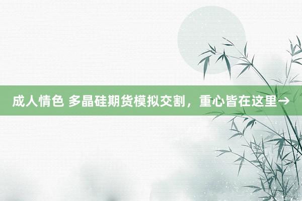 成人情色 多晶硅期货模拟交割，重心皆在这里→