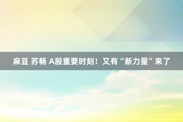 麻豆 苏畅 A股重要时刻！又有“新力量”来了