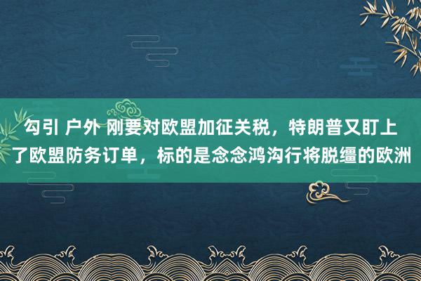 勾引 户外 刚要对欧盟加征关税，特朗普又盯上了欧盟防务订单，标的是念念鸿沟行将脱缰的欧洲