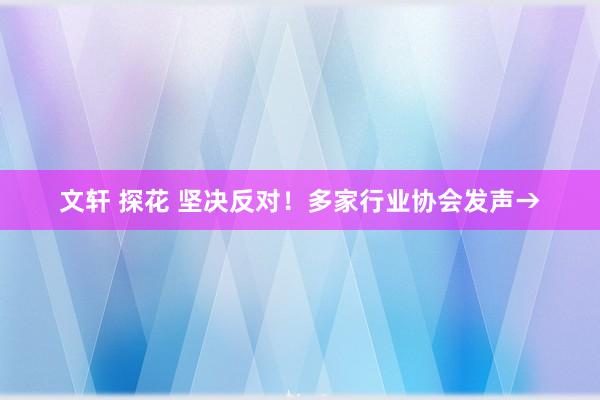 文轩 探花 坚决反对！多家行业协会发声→