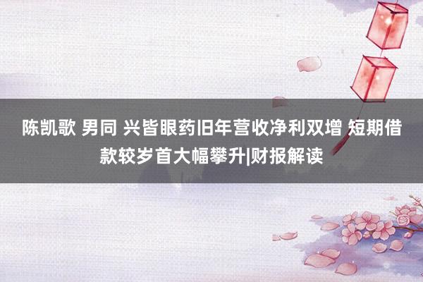 陈凯歌 男同 兴皆眼药旧年营收净利双增 短期借款较岁首大幅攀升|财报解读