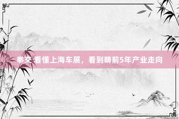 拳交 看懂上海车展，看到畴前5年产业走向