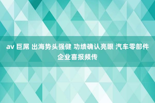 av 巨屌 出海势头强健 功绩确认亮眼 汽车零部件企业喜报频传
