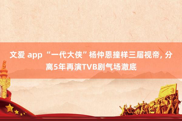 文爱 app “一代大侠”杨仲恩撞样三届视帝， 分离5年再演TVB剧气场澈底